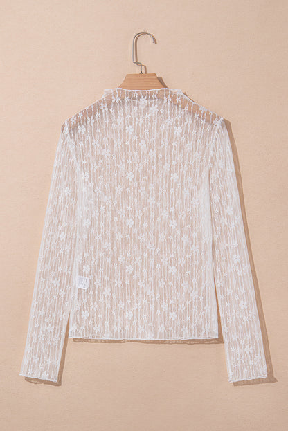 Floral Sheer Lace Long Sleeve Top