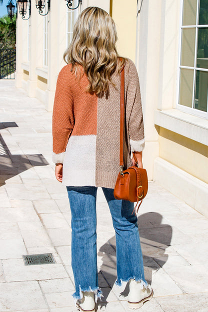 Colorblock Knit V-Neck Sweater