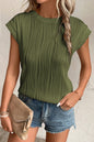 Wavy Textured Cap Sleeve Top