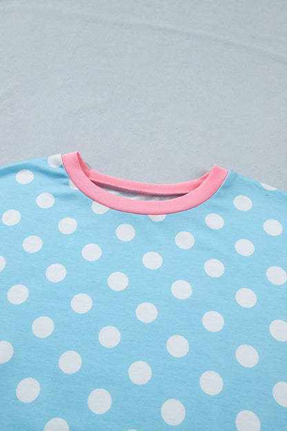 Polka Dot Contrast Trim Top & Short Set