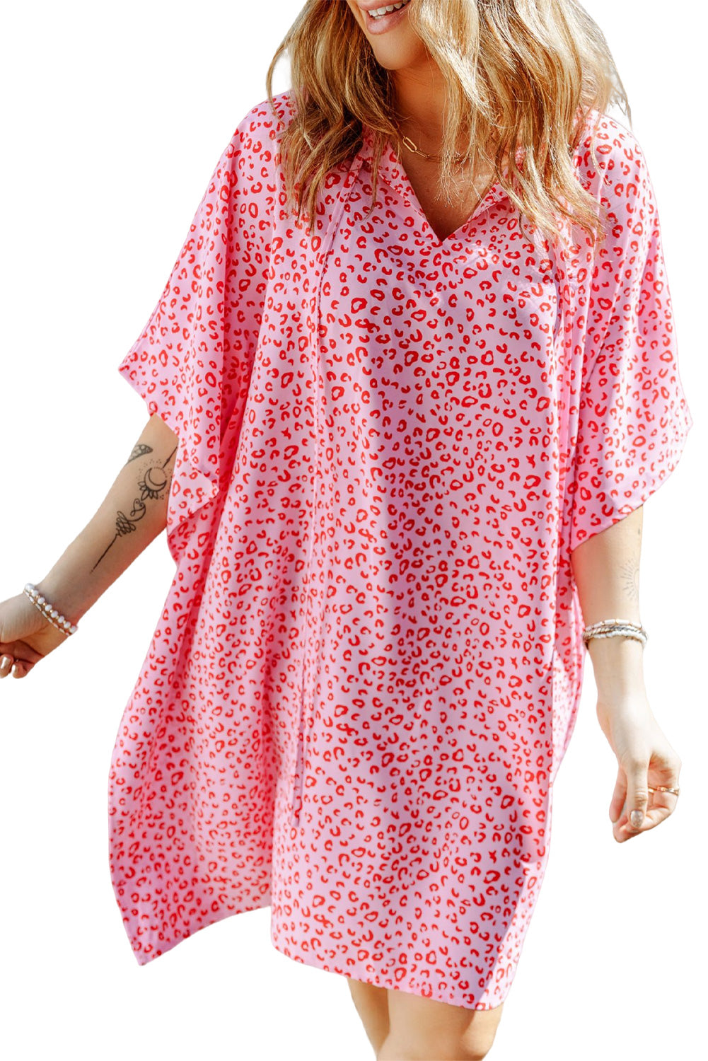 Leopard Short Sleeve Shift Dress