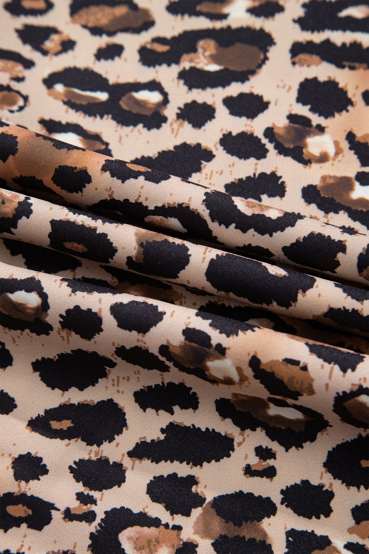 Leopard Patchwork Stripe Shirt Dress with Slits