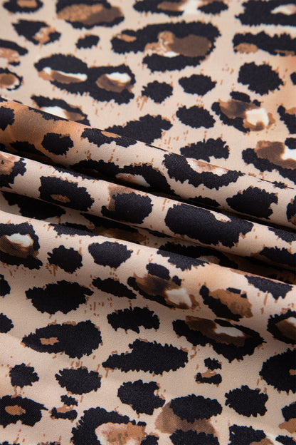 Leopard Patchwork Stripe Shirt Dress with Slits