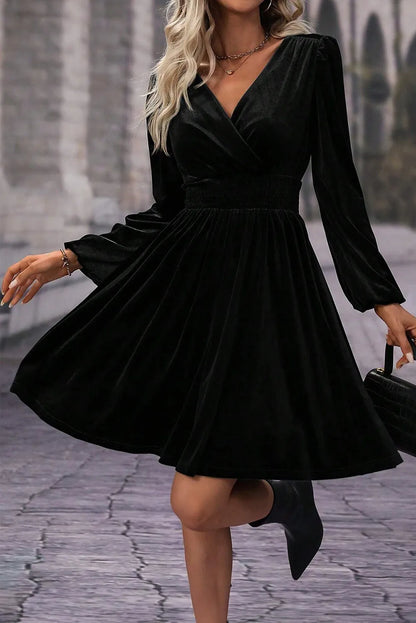 Wrap Long Sleeve Mini Dress