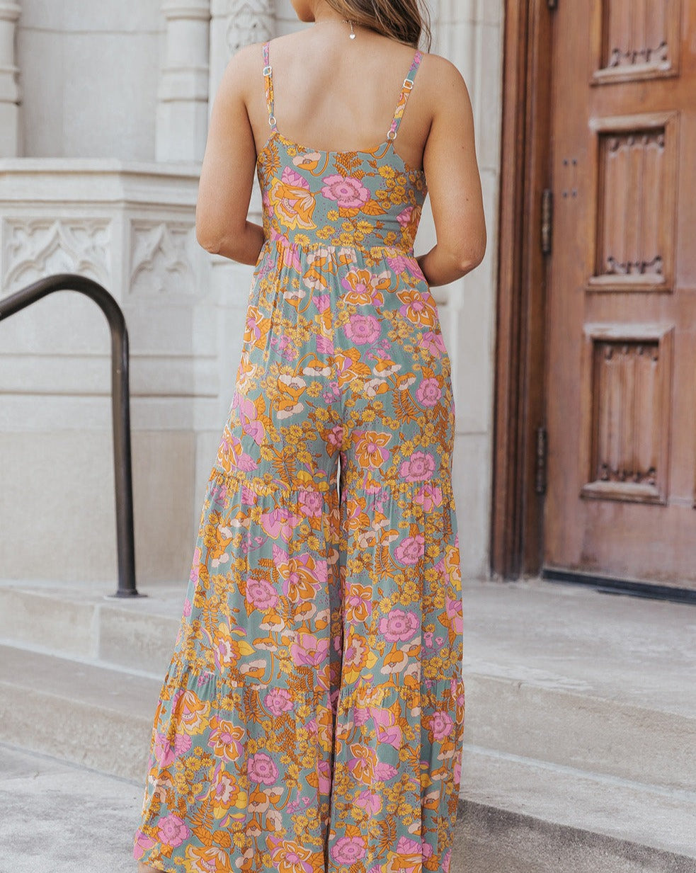 Floral Tiered Wide Leg Jumpsuit