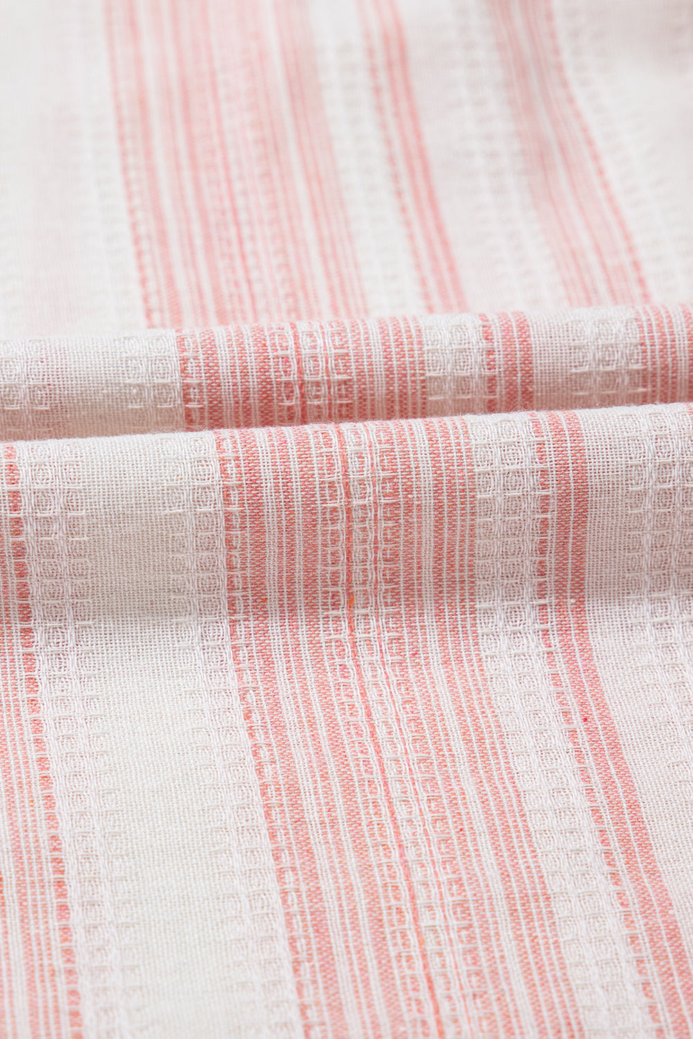 Stripe Half Buttoned Short Sleeve Blouse