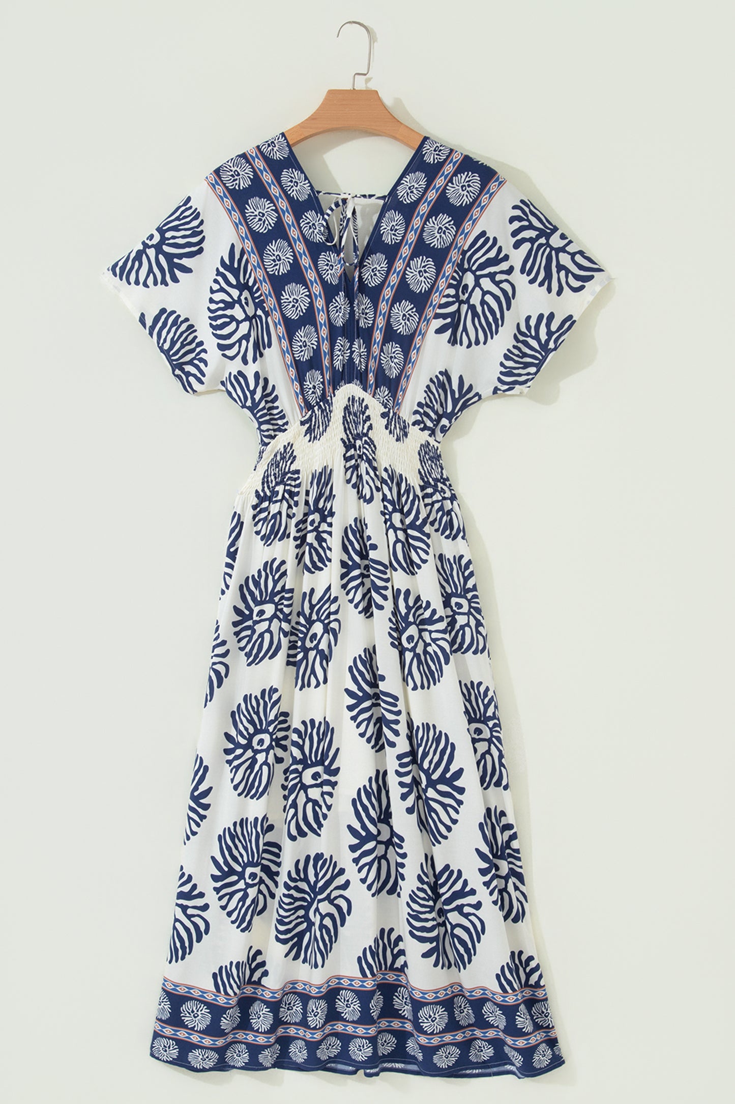 Boho Floral Patchwork V-Neck Dolman Maxi Dress