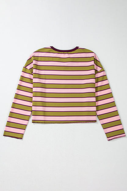 Stripe Waffle Knit Long Sleeve Top