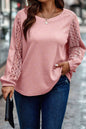 Waffle Lace Long Sleeve Top Plus Size