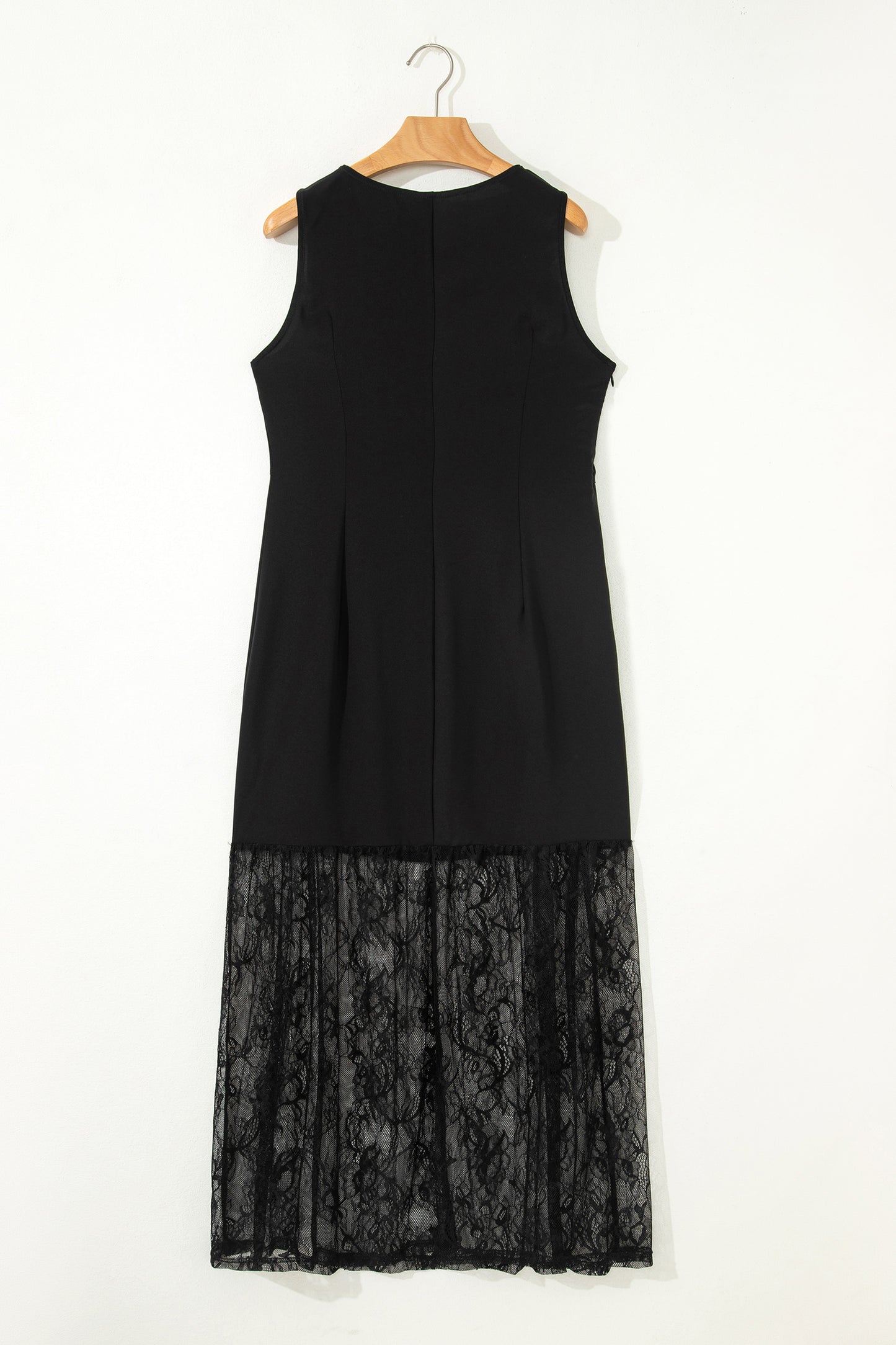 Solid Lace Patchwork Sleeveless Maxi Dress