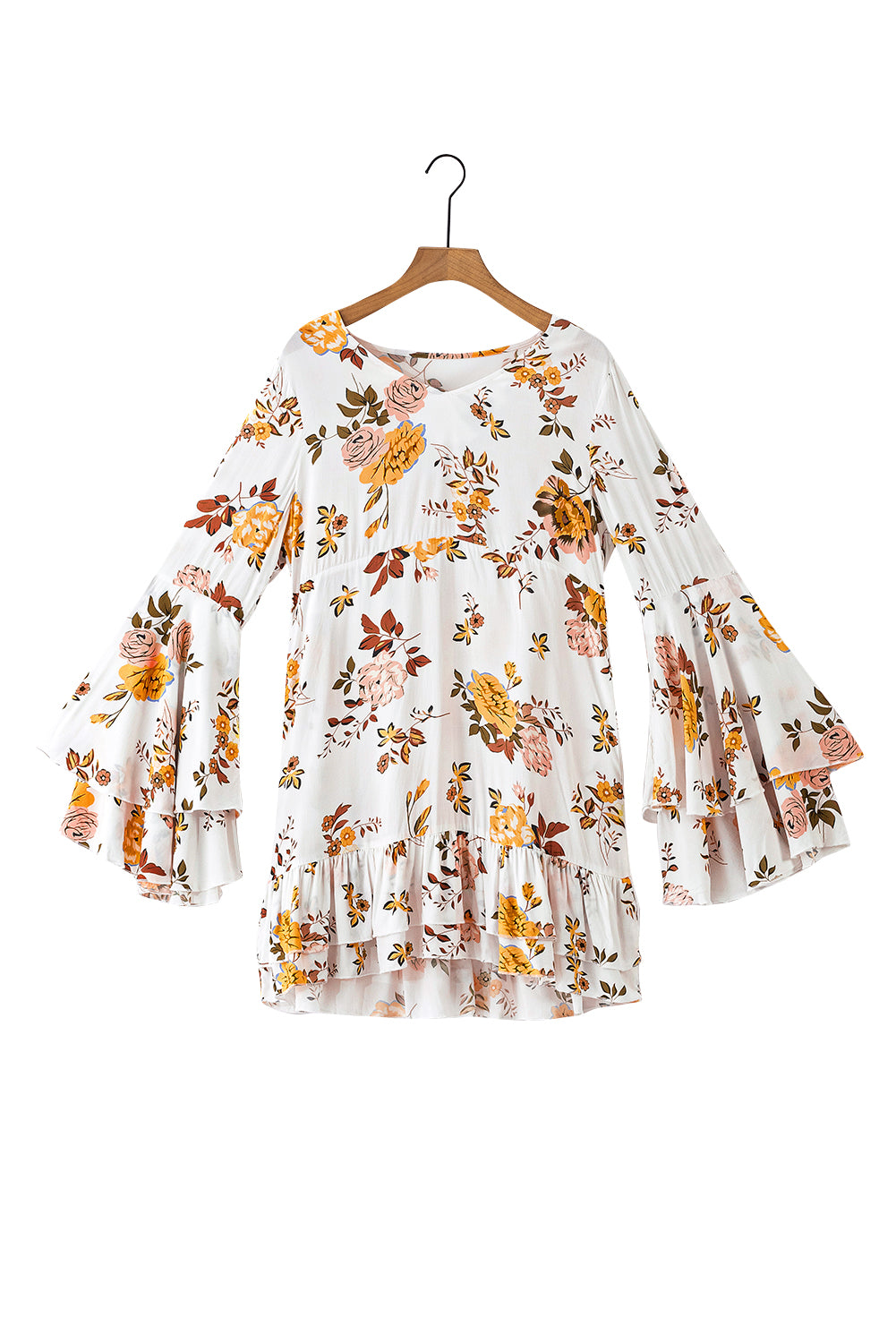 Floral Bell Sleeve Mini Dress