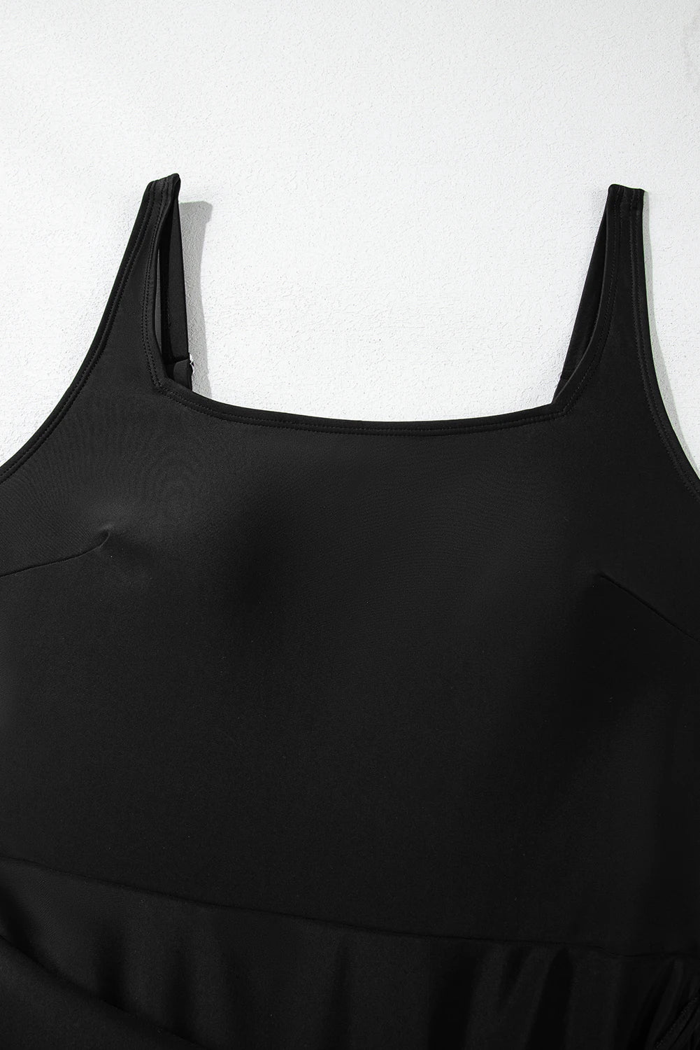 Solid Wrap Tie Waist Square Neck Swim Dress