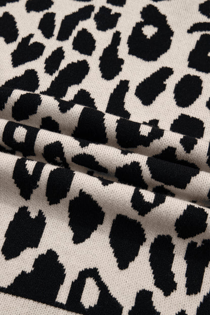 Leopard Mock Neck Short Sleeve Sweater