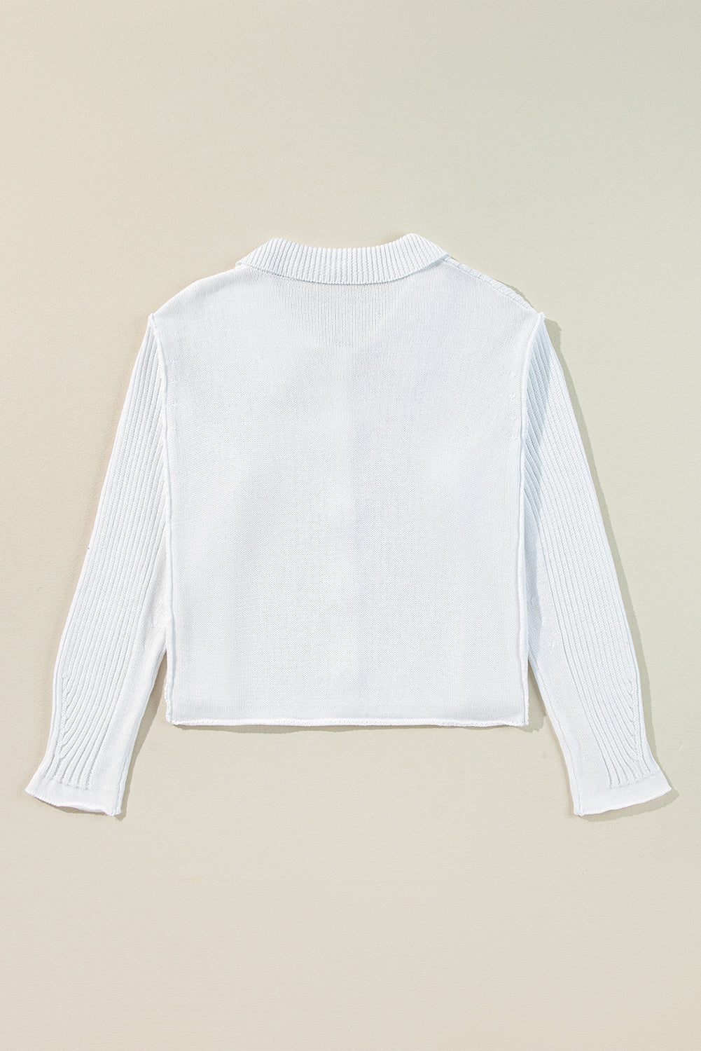 Ribbed Button Front Collared Sweater