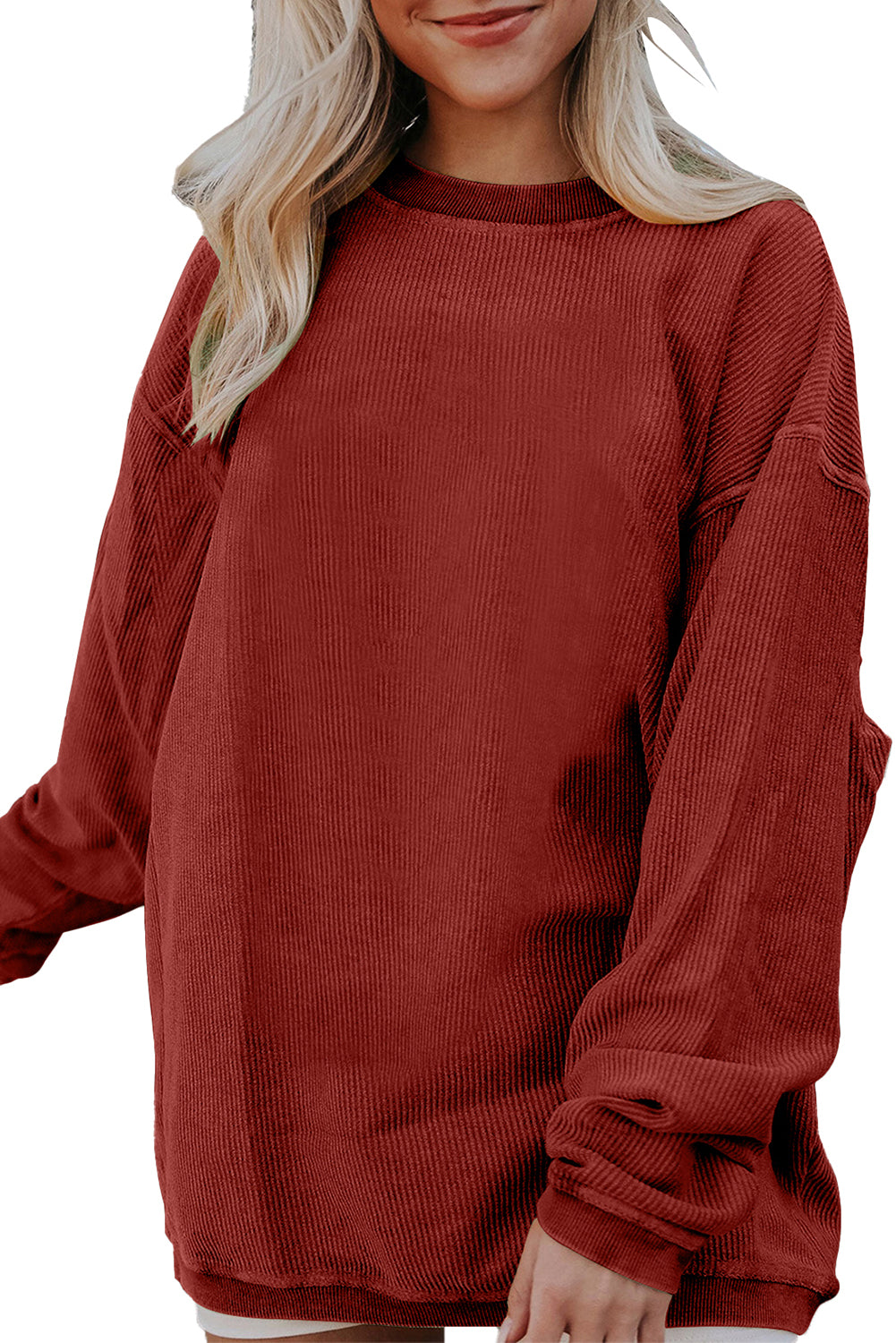 Ribbed Long Sleeve Oversized Sweatshirt