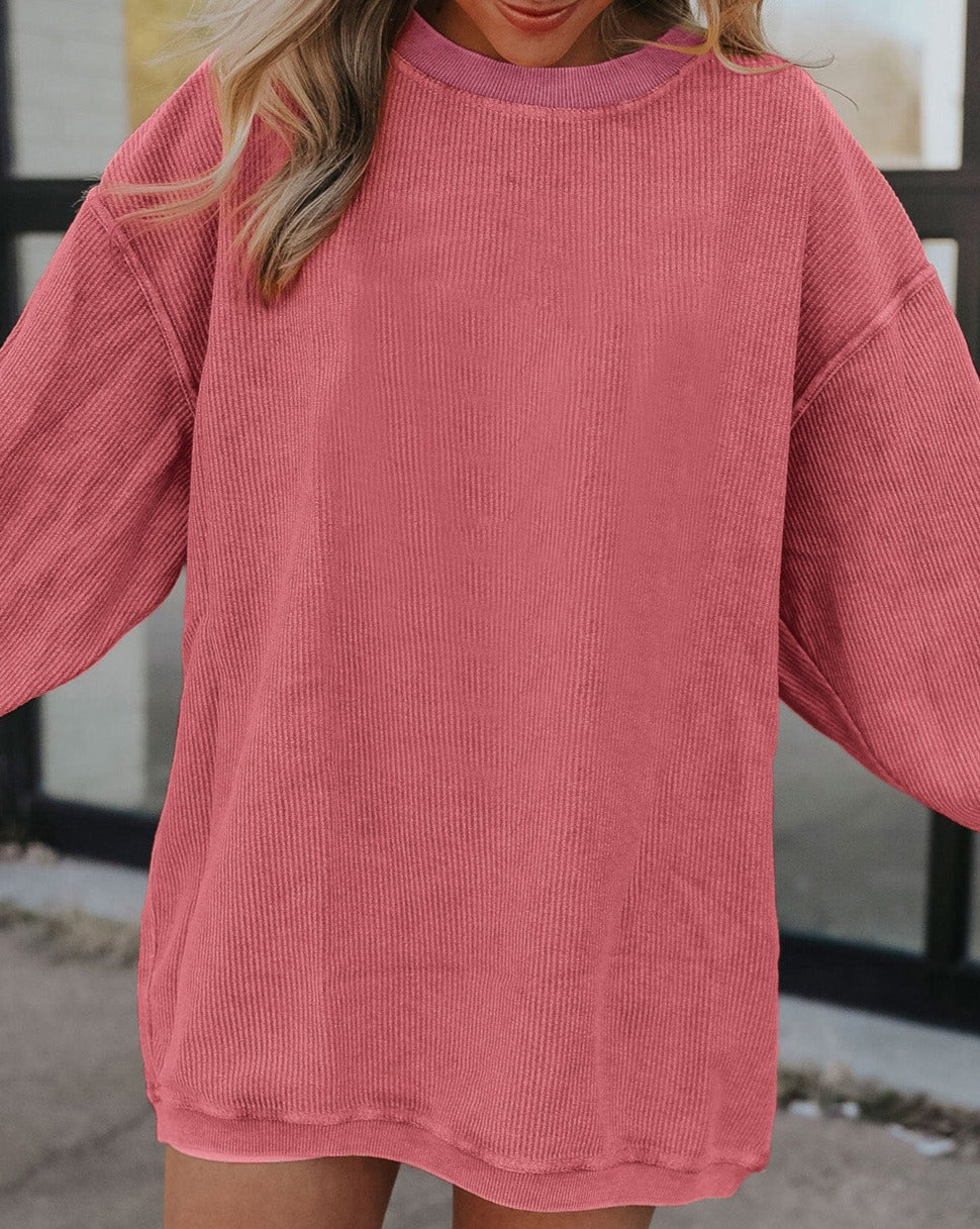 Ribbed Long Sleeve Oversized Sweatshirt