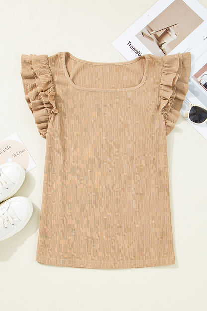 Textured Ruffle Tiered Sleeve Top