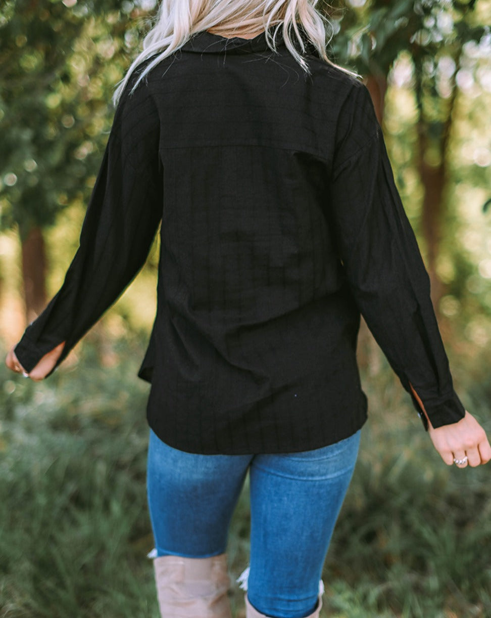 Stripe Buttoned Long Sleeve Shirt