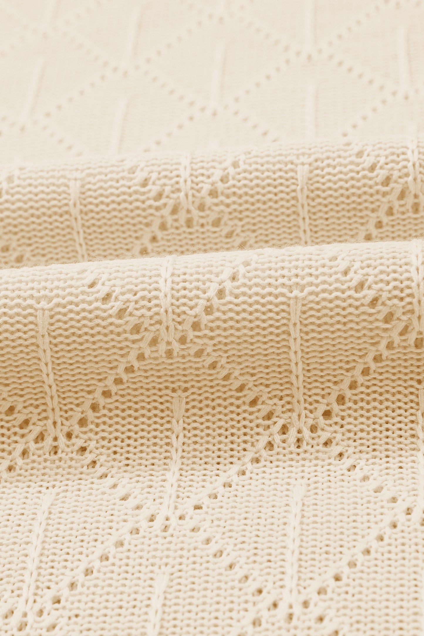 Plus Size Rhombus Pointelle Knit V-Neck Top