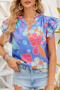 Floral Flutter Sleeve V-Neck Top