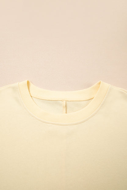 Solid Faux Layered Patchwork Crewneck Sweatshirt