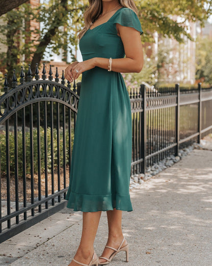 Sweetheart Short Sleeve Midi Dress