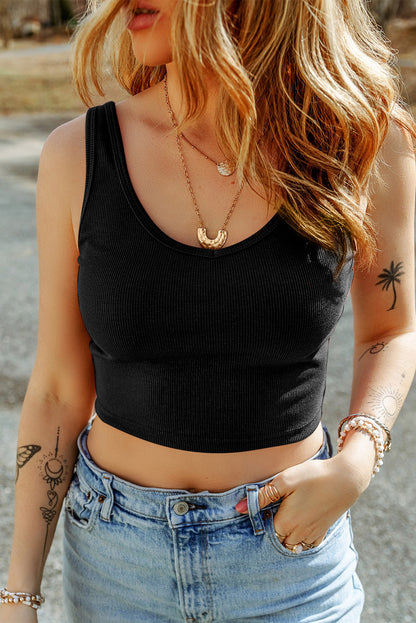 Ribbed Knit Sleeveless Crop Top