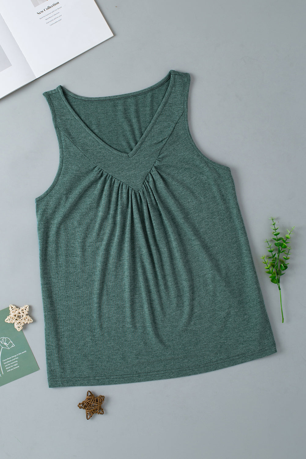 Ruched V-Neck Tank Top