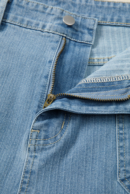 Plus Size Denim Textured Patch Pocket Jeans