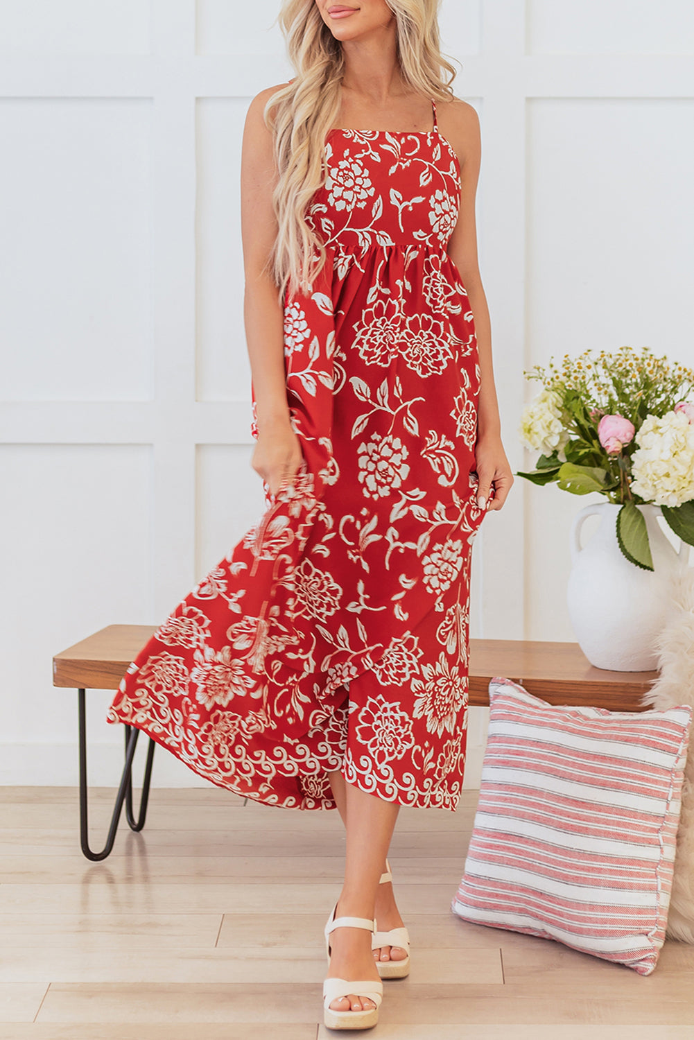 Floral Spaghetti Strap Maxi Dress