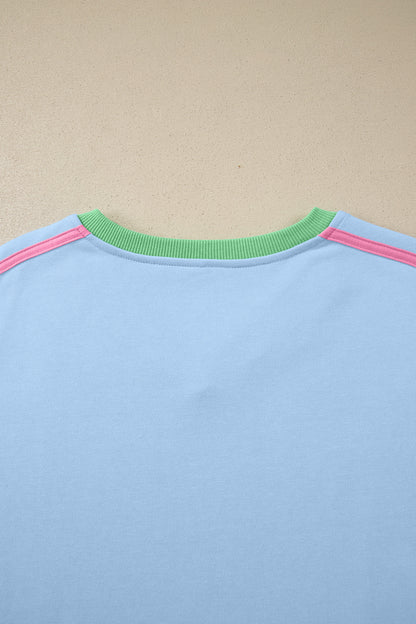 Colorblock Ribbed V-Neck & Skort Athleisure Set