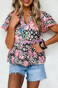 Floral Tiered Short Sleeve Blouse