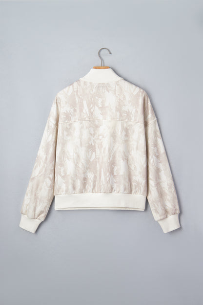 Camo Quarter-Zip Drop Shoulder Long Sleeve Sweatshirt