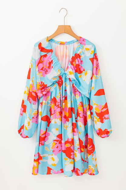 Floral 3/4 Sleeve Mini Dress