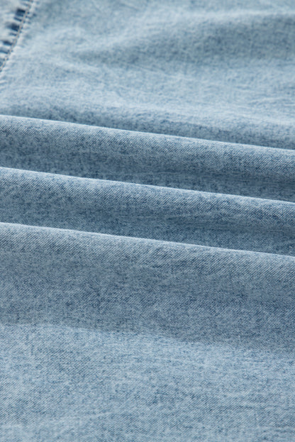 Denim Frill Tiered Flowy Dress