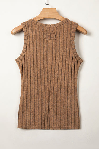Solid Ribbed Knit Mineral Wash Tank Top