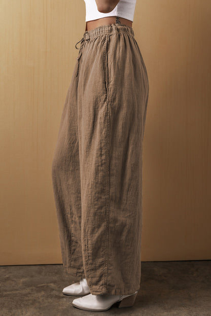 Drawstring Waist Wide Leg Pants