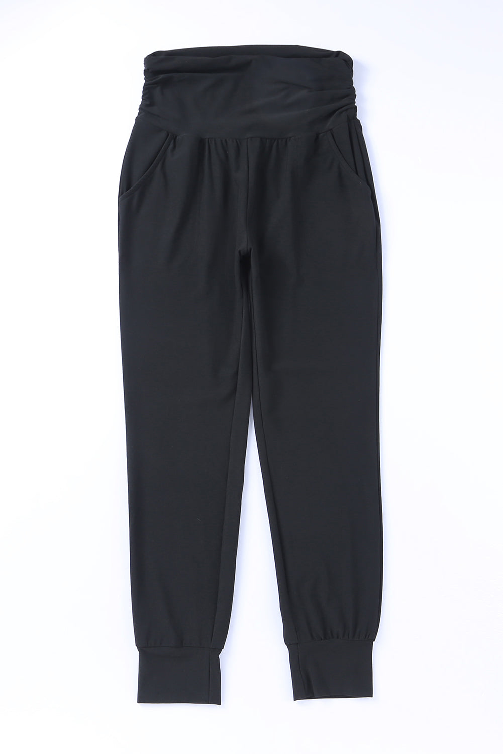 High Waist Pleated Pocketed Leggings