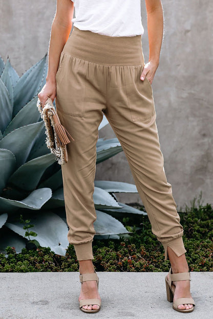 High Waist Pocketed Jogger Pants