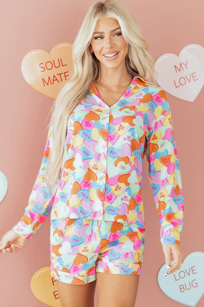 Valentine Heart Candy Shirt and Shorts Pajama Set