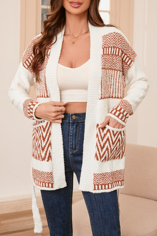 Western Aztec Belted Cardigan w/Pockets