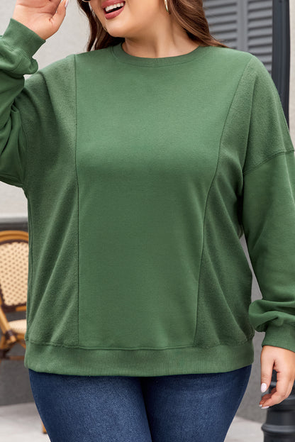 Patchwork Crewneck Sweatshirt Plus Size