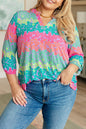 Leopard 3/4 Tab Sleeve Top Plus Size