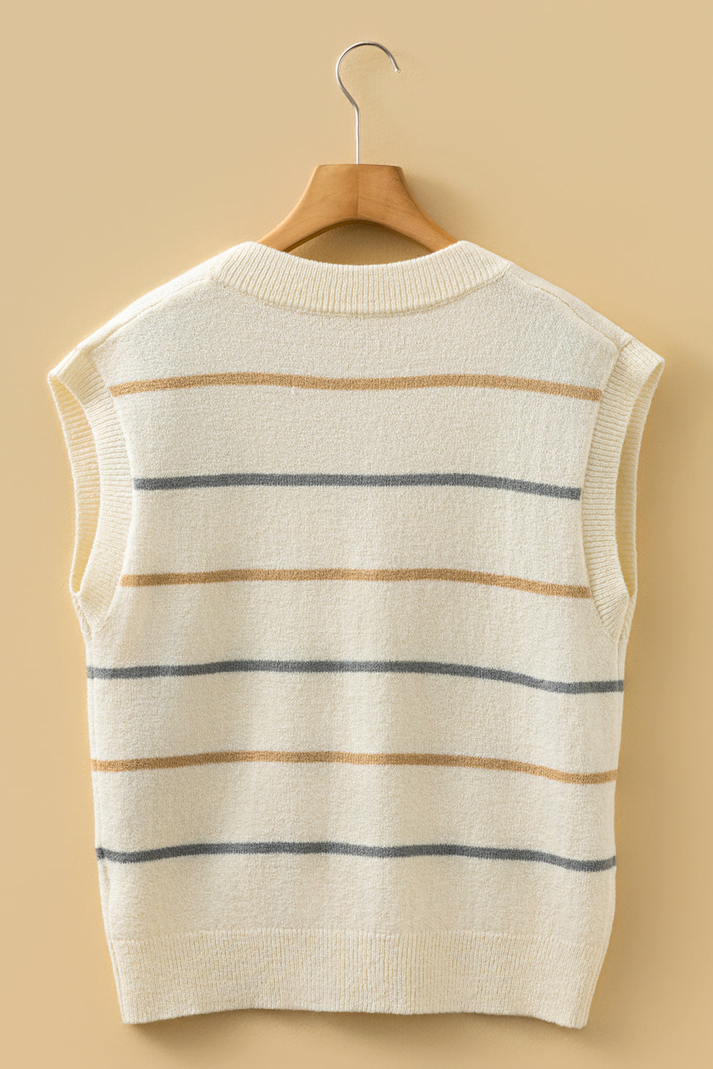 Stripe V-Neck Buttoned Sweater Vest