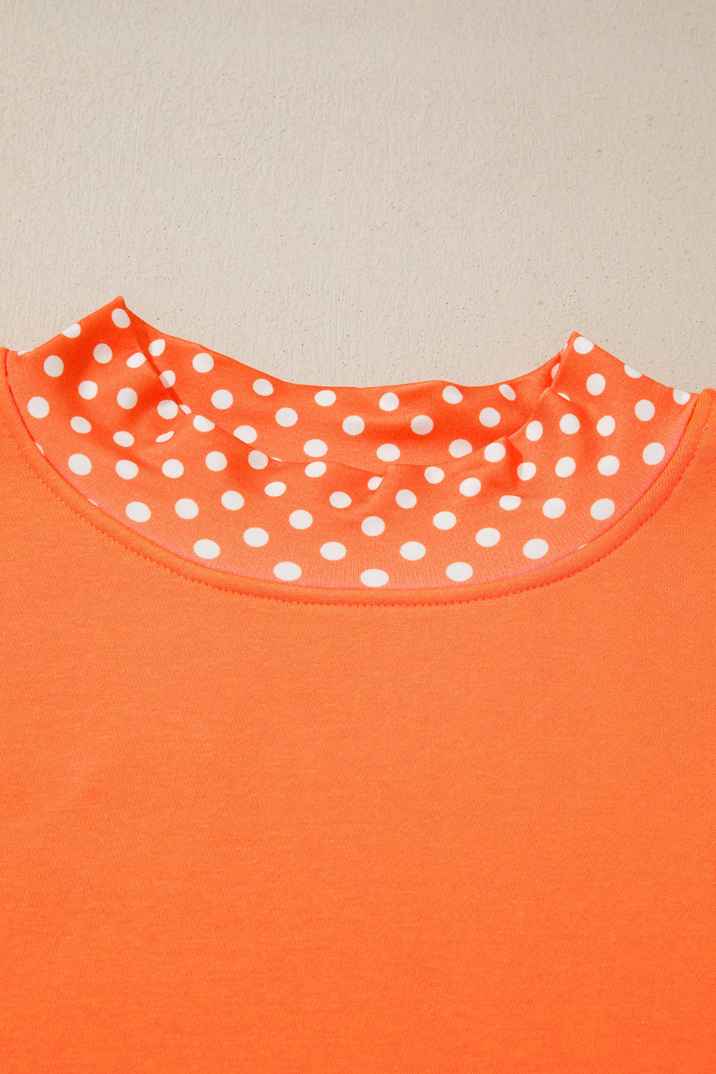 Plus Size Polka Dot Contrast Trim Mock Neck Sweatshirt