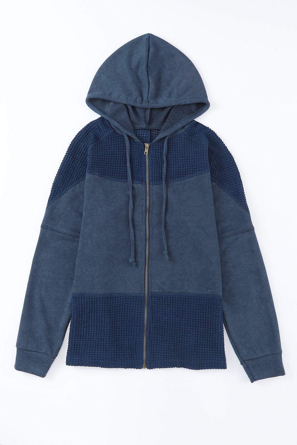 Waffle Patchwork Washed Hooded Jacket