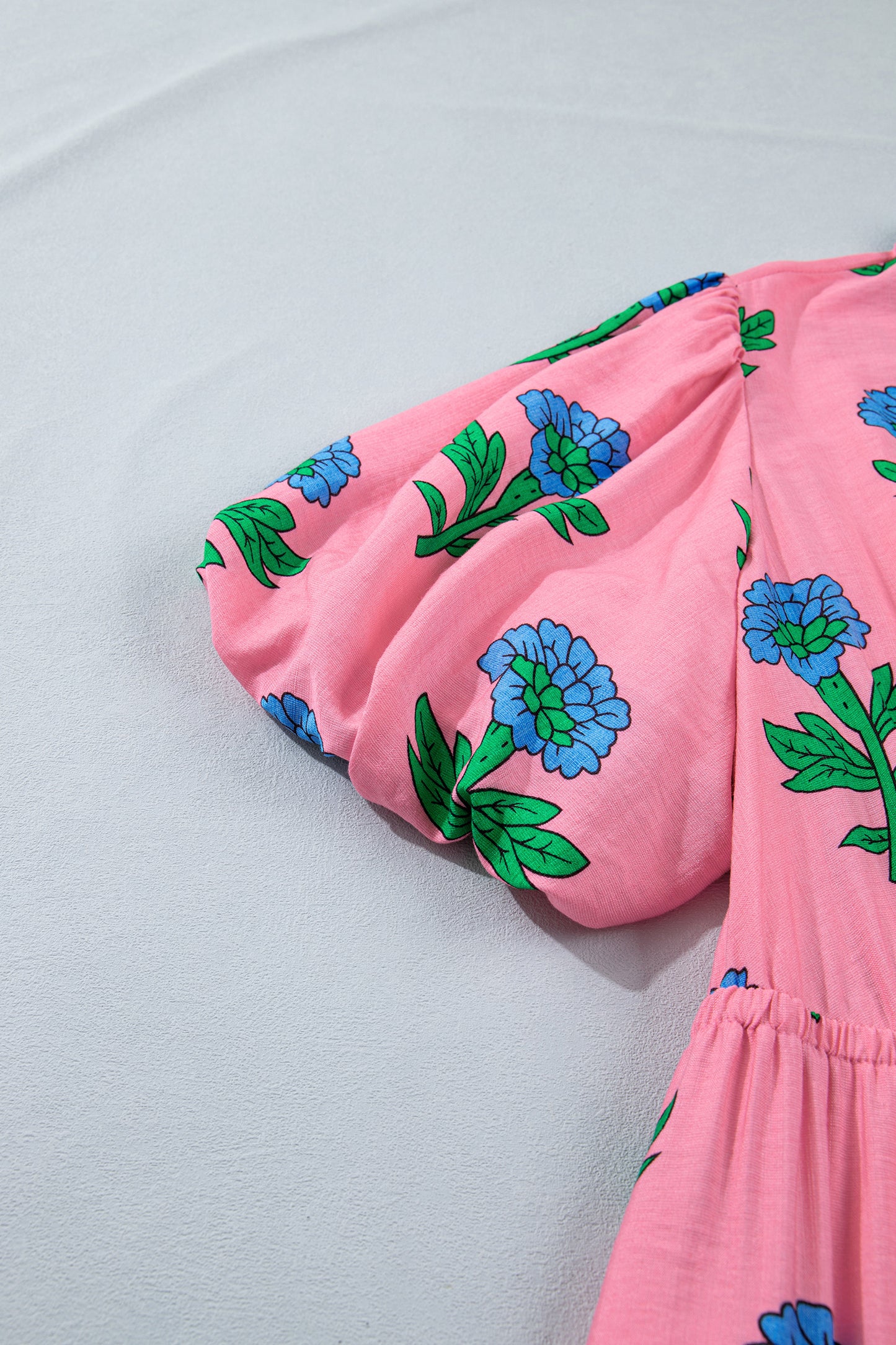 Plus Size Floral Stripe V-Neck Ruffle Maxi Dress