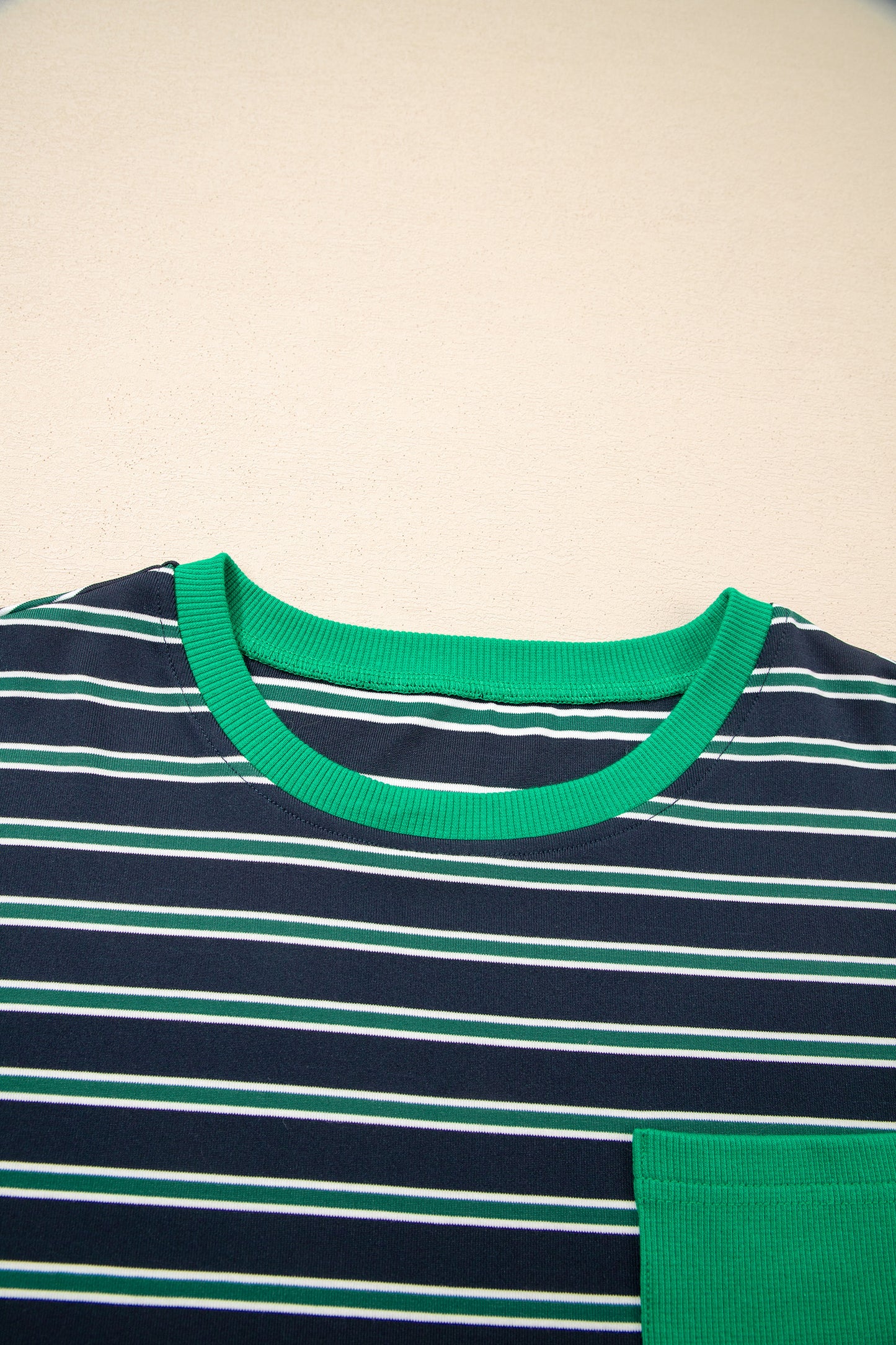 Stripe Colorblock Chest Pocket Long Sleeve Top