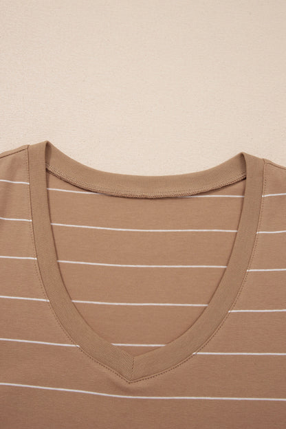 Stripe Short Sleeve Side Slit Maxi Dress