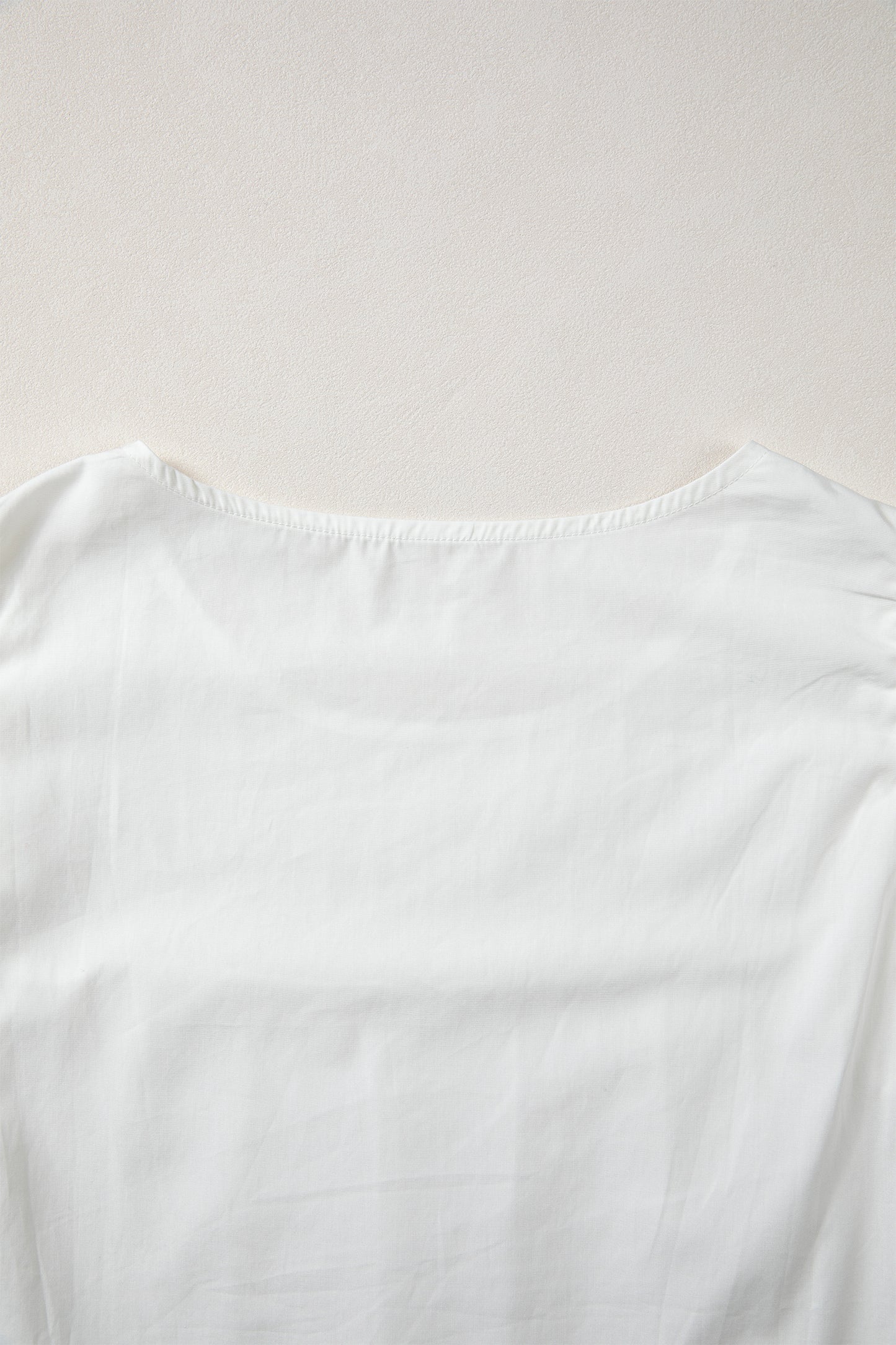 Lace Flutter Sleeve Pleated Round Neck Blouse
